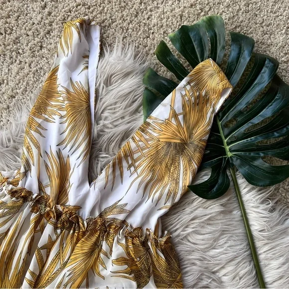 Shopbop yellow floral tiered ruffle midi dress - Picture 10 of 15